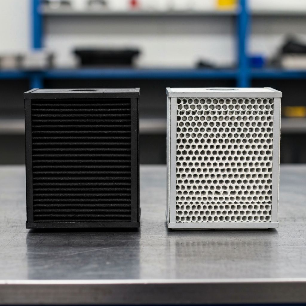 Porównanie filtra DPF przed i po czyszczeniu – wózek widłowy Linde